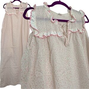 🌸Nocturne Pink Floral Sleeveless Nightgown Ruffled Neckline